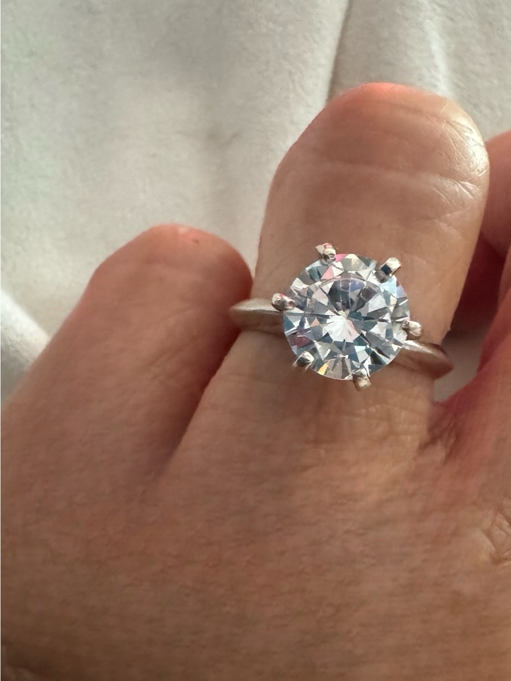 Vintage Stunning 2.5 ct White Sapphire Engagement Ring, Sterling, size 8